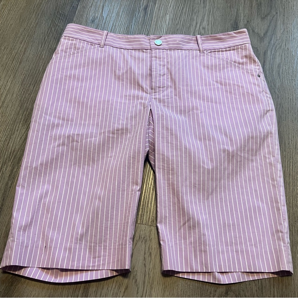 Ralph Lauren Golf Shorts Purple Striped stretch Women’s Size 8 Q11